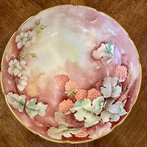 Vintage/Antique Footed Serving Bowl, French Limoges Style with Gold Trim